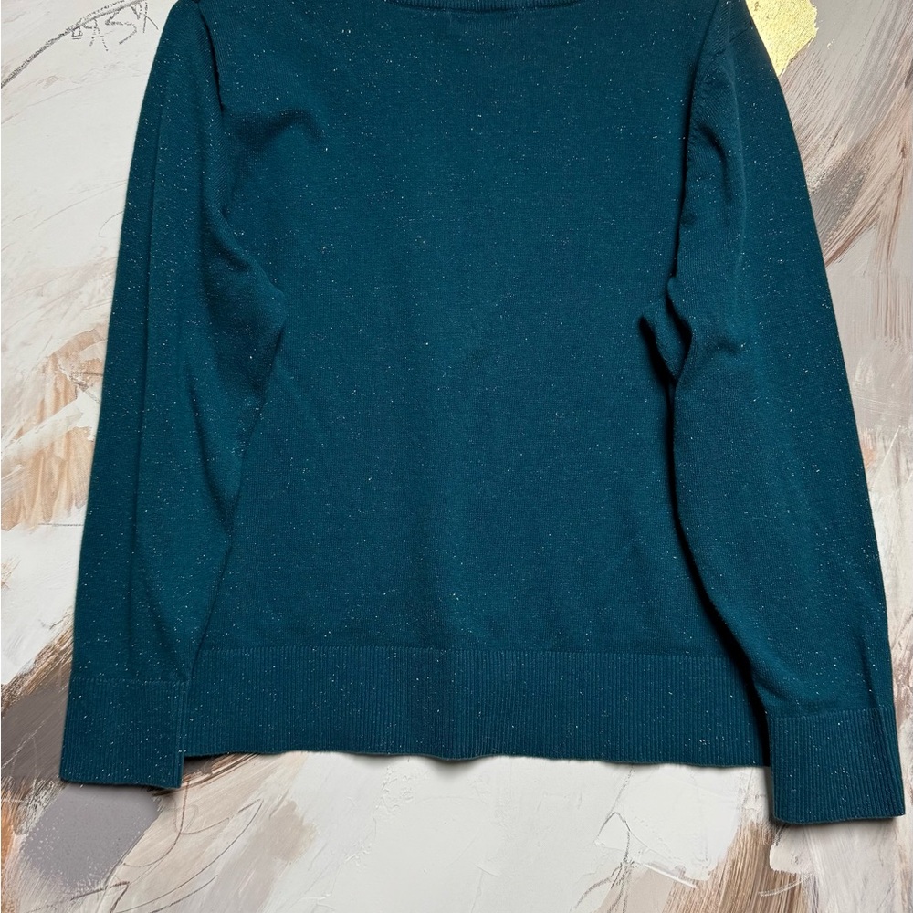 CJ Banks teal hand beaded sweater - Picture 6 of 6